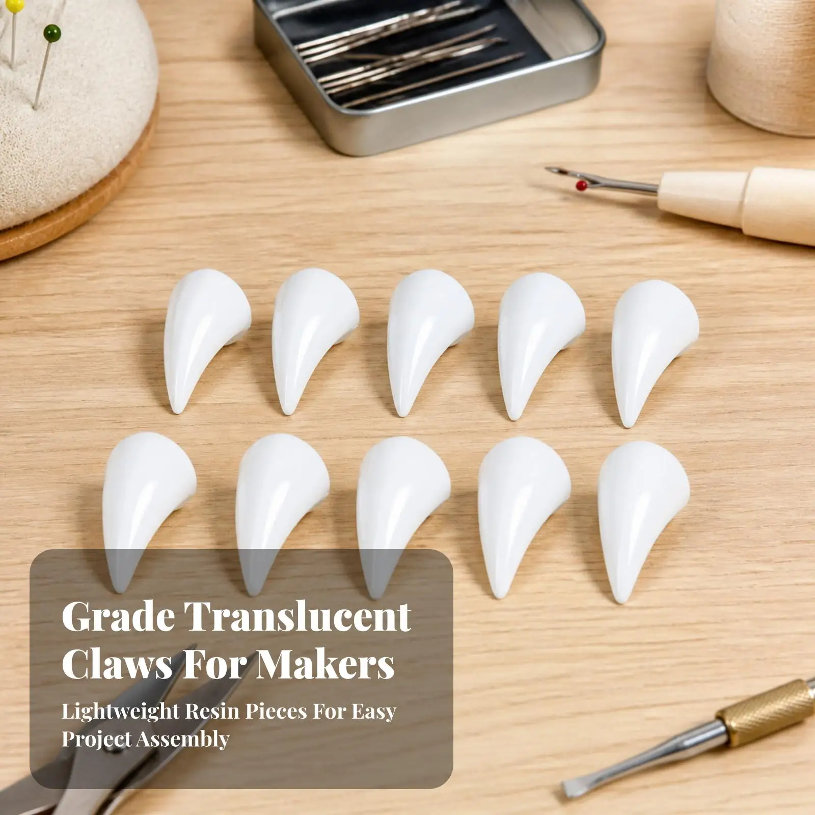 Resin Claw Tips for Fursuit DIY Costume Parts 10 Pack Curved Animal Claw Crafts Art Supplies
