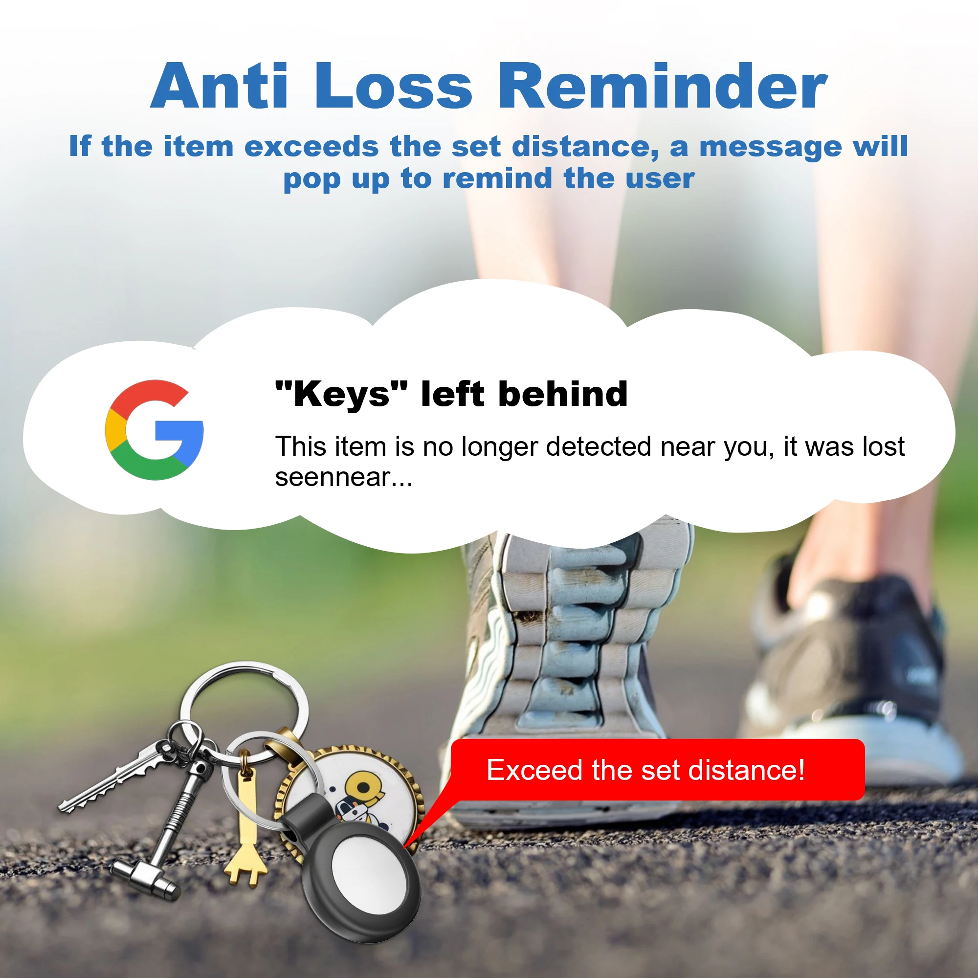 Android Tracker Keychain Pack of 1/2/4 Bluetooth Locator Works with Google Find My Device for Bike Pet Wallet - Wireless Trackin