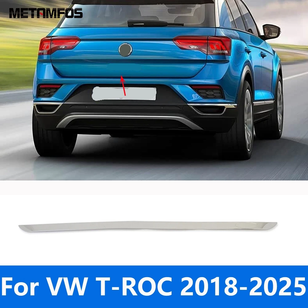 For Volkswagen VW T-ROC TROC 2018-2023 2024 2025 Rear Boot Door Trunk Cover Trim Tailgate Garnish Molding Strip Car Accessories