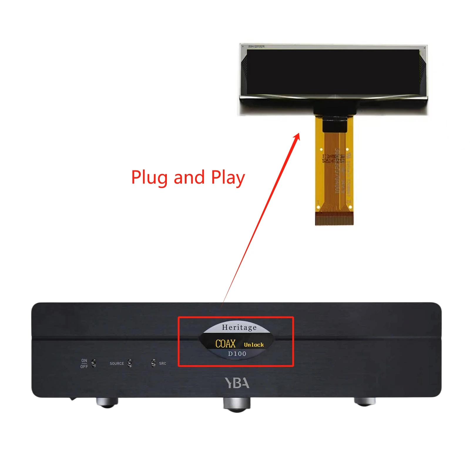 Original Color OLED Display Repair Part for YBA Heritage D100 DAC Screen Replacement Plug & Play