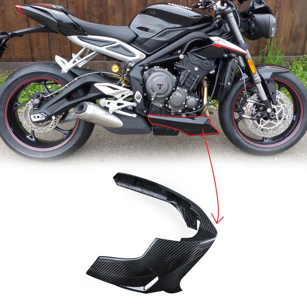 For Triumph Street Triple 765 RS 2016-2021 3K Carbon Fiber Motorcycle Modification Accessories Fairing Belly Pan With brackets