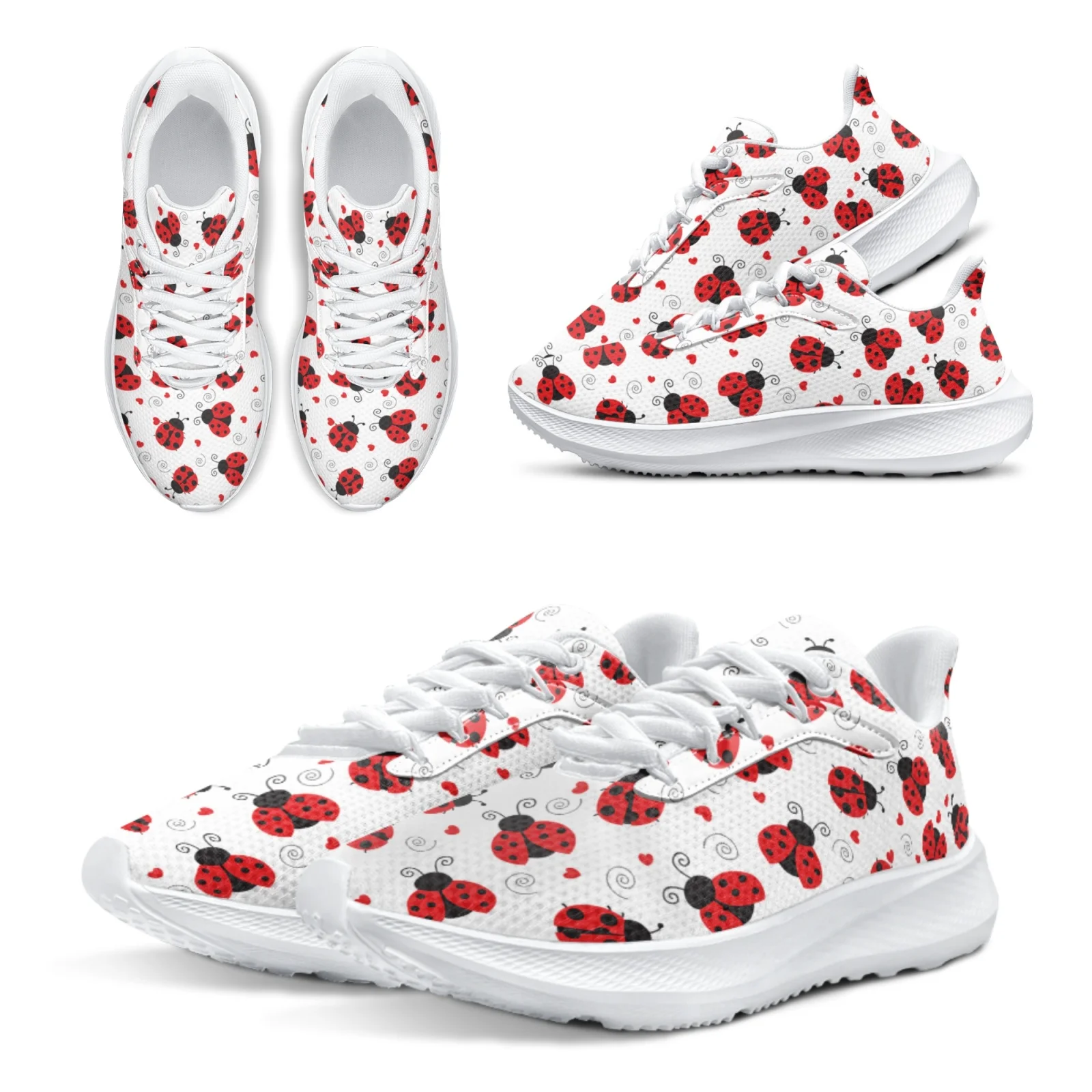 INSTANTARTS Running Shoes For Women Cute Cartoon Seven-star Ladybug Comfortable Shock-resistant Fitness Sneakers Tennis Shoes