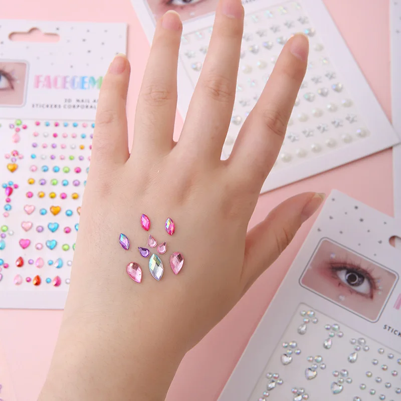 Self-adhesive Glitter Diamond Multifunctional Tattoos Festival DIY Body Crystal Face Gems Rhinestone Acrylic Eyeshadow Stickers