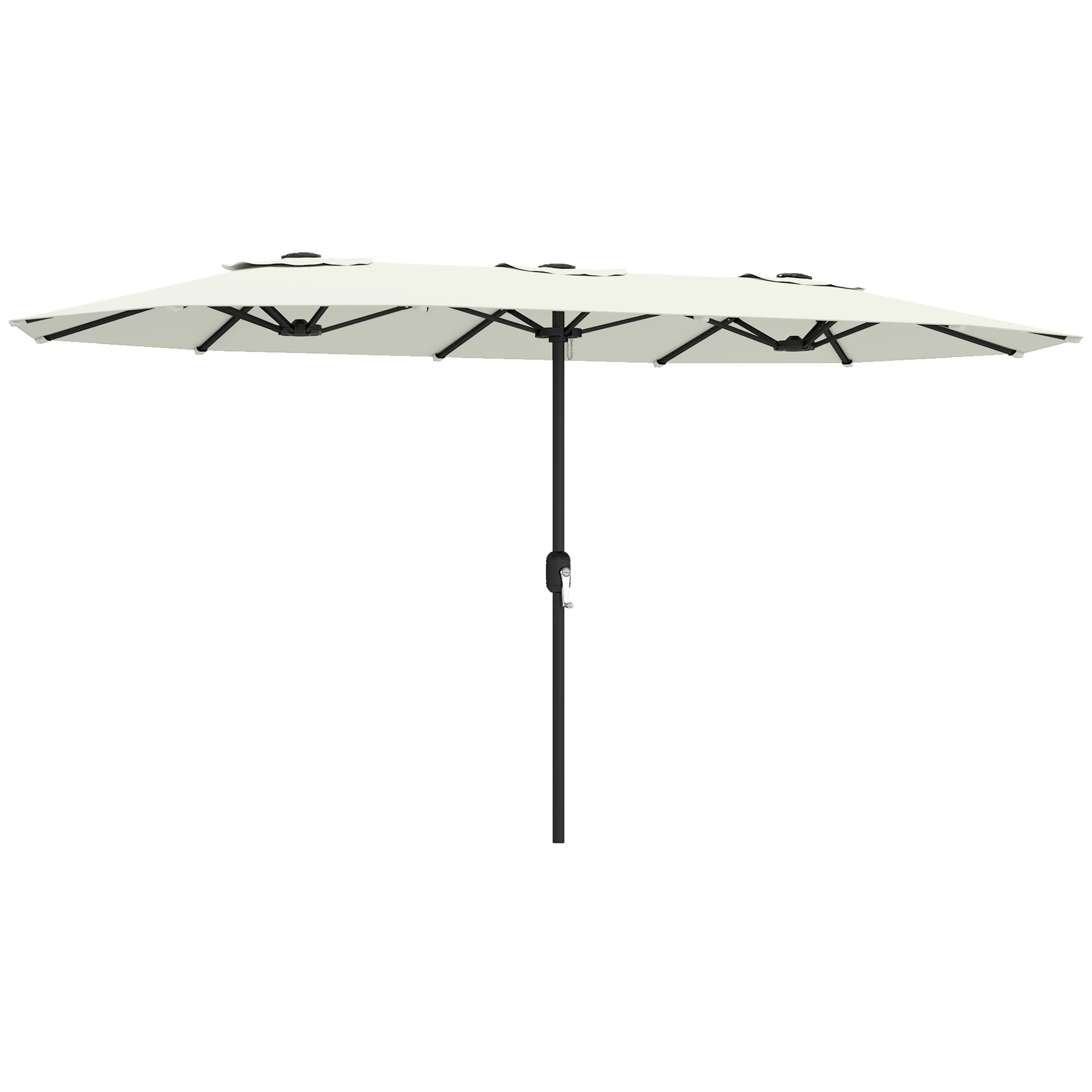 Outsunny Sombrilla Doble 4,6x2,6 m con Protección UV50+ y Manivela Blanco Crema