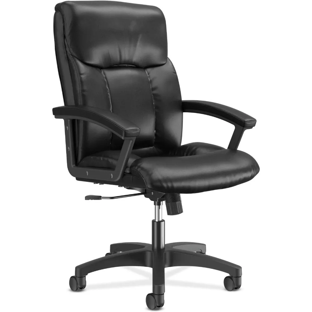 

Leather executive chair with high back, suitable for office desk, ergonomic design, durable construction，Black