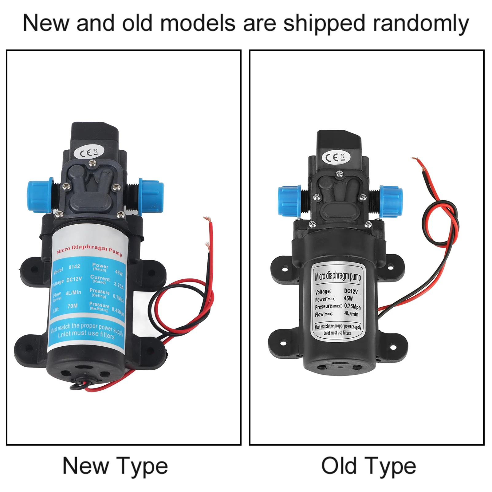 DC 12V 45W  Diaphragm Water Self Priming Pump Low Noise 4L/min Flow Black Diaphragm DC 12V Self Priming Pump