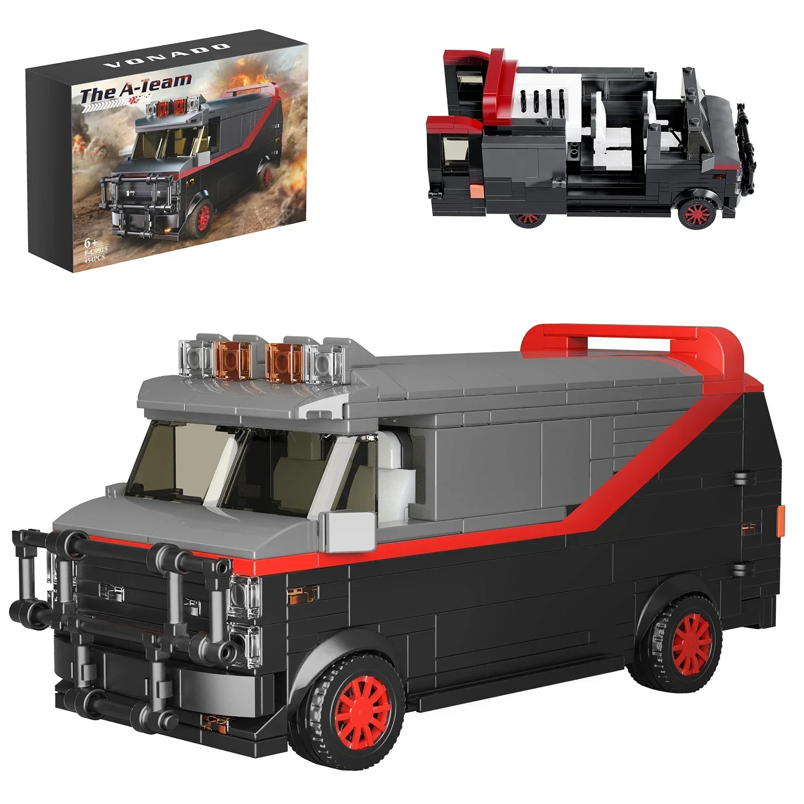 454 PCS MOC Teamed Van Baustein Set Retro Simulation Auto Modell Spielzeug G-Serie Film Fahrzeug Kinder Geschenke weihnachtsgeschenk