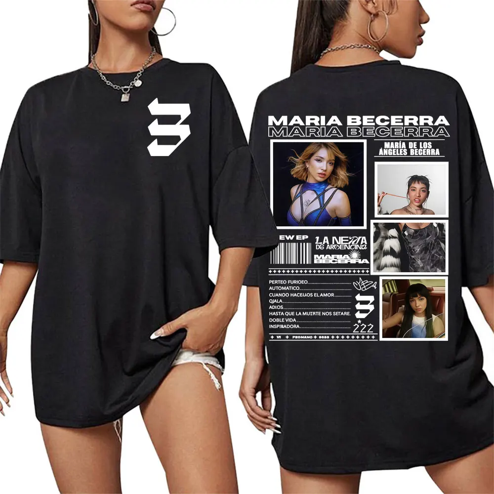 المغني ماريا بيسيرا لا نينا ألبوم 2025 جولة الصيف المرأة 100% القطن الخالص تي شيرت خمر الهيب هوب الشارع قصيرة الأكمام Y2K #1