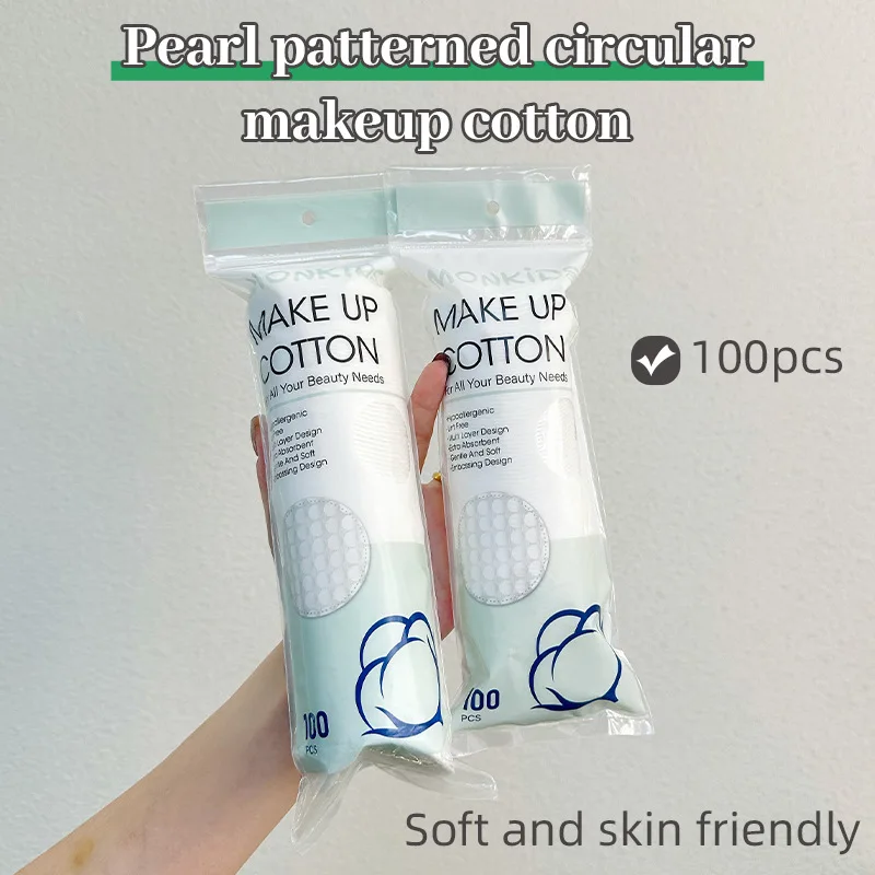 Double Sided Pearl Texture Cotton Pads 100pcs Large Round Soft Breathable for Face Cleansing Makeup Remover