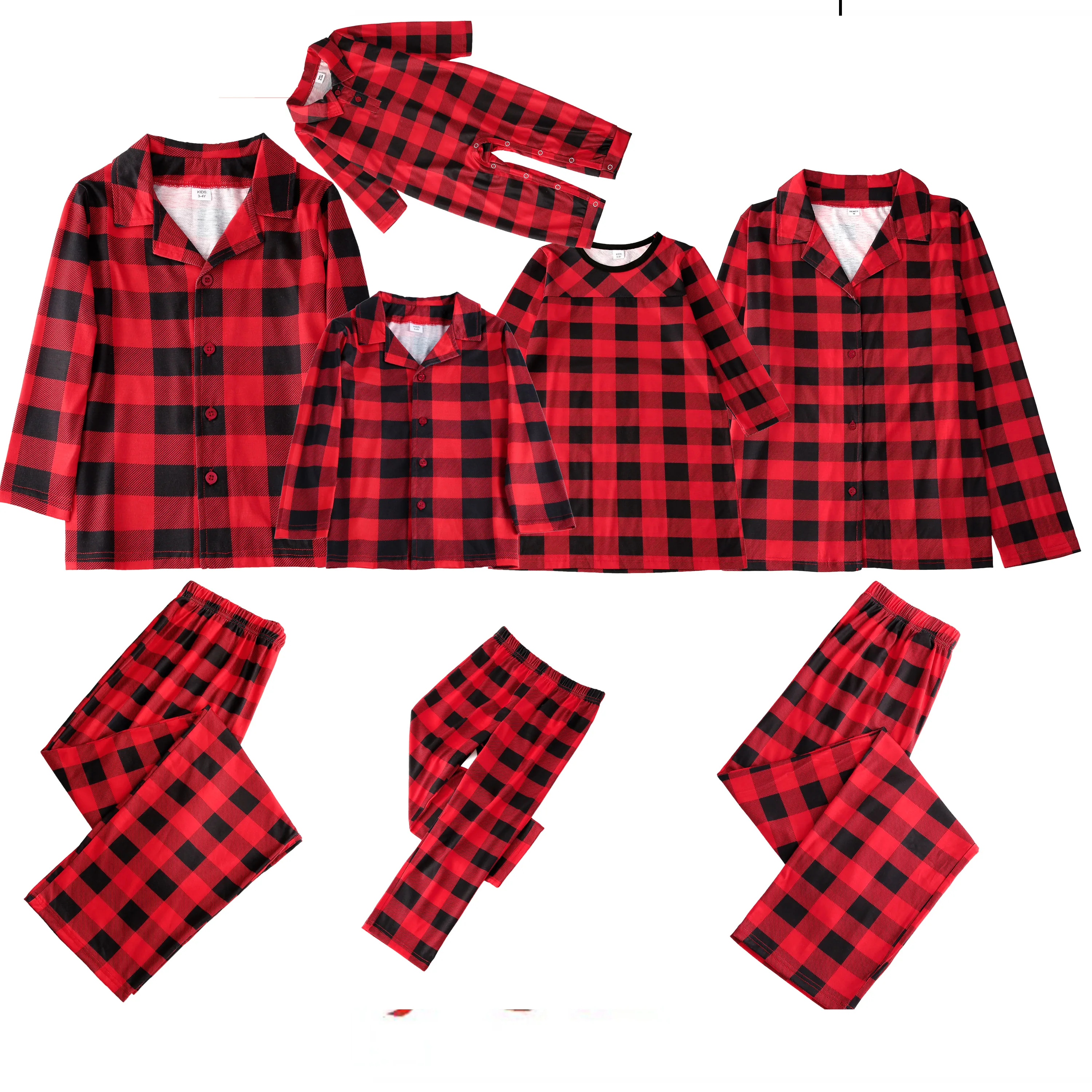 

2026 New Christmas Family Pajamas Plaid Print Mom Dad Kids Matching Clothes Full Sleeve Button Shirt Boy Set Girl Dress Xmas