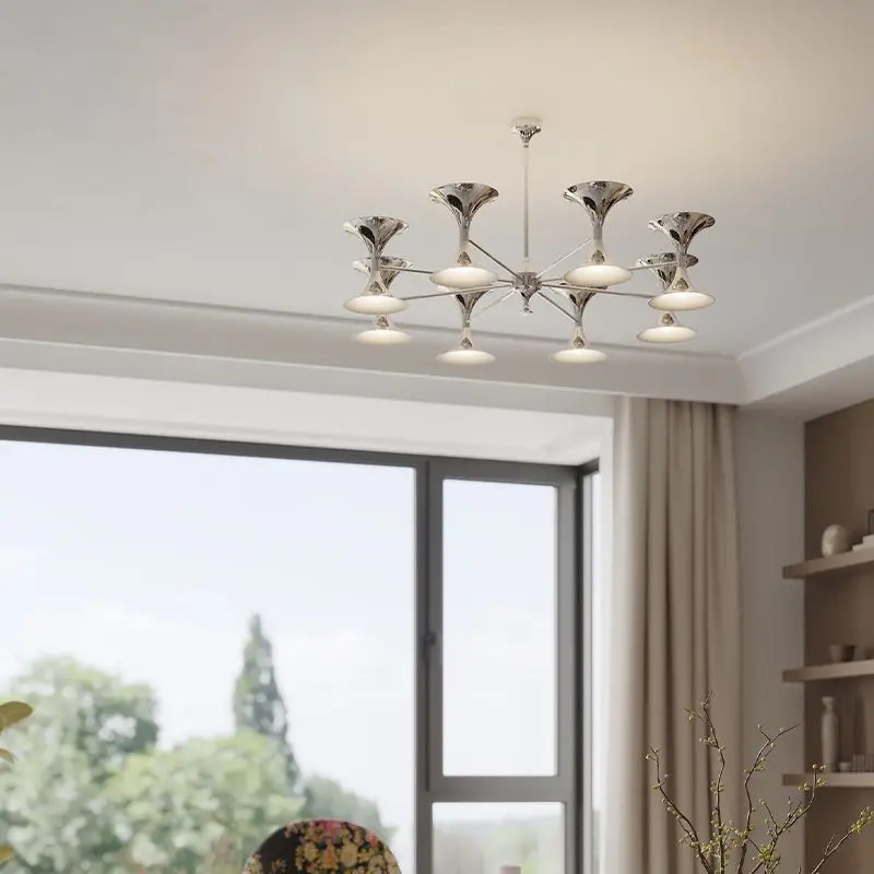 

Modern Living Room Pendant Light Space Age Metallic Bedroom and Study Light Chandelier Luster
