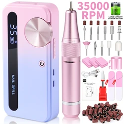 35000RPM Electric Nail Drill Machine Professional Nail Drills for Gel Nails Polish Rechargeable Portable Nail File Manicure Tool