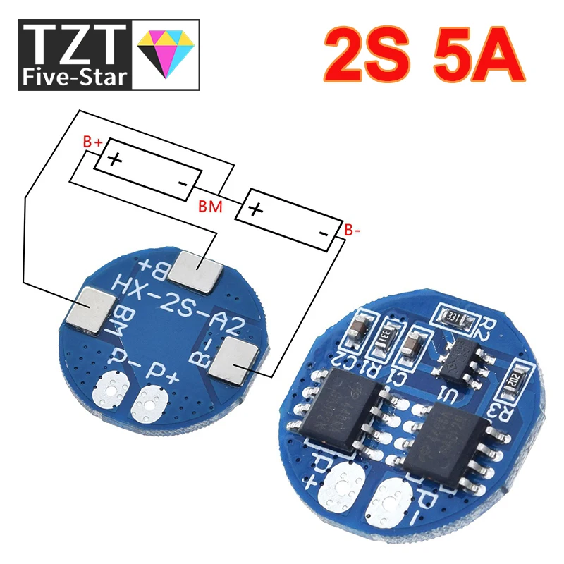 TZT 1/3/5PCS 2S 5A Li-ion Lithium Battery 7.4v 8.4V 18650 Charger Protection Board bms pcm for li-ion lipo battery cell pack