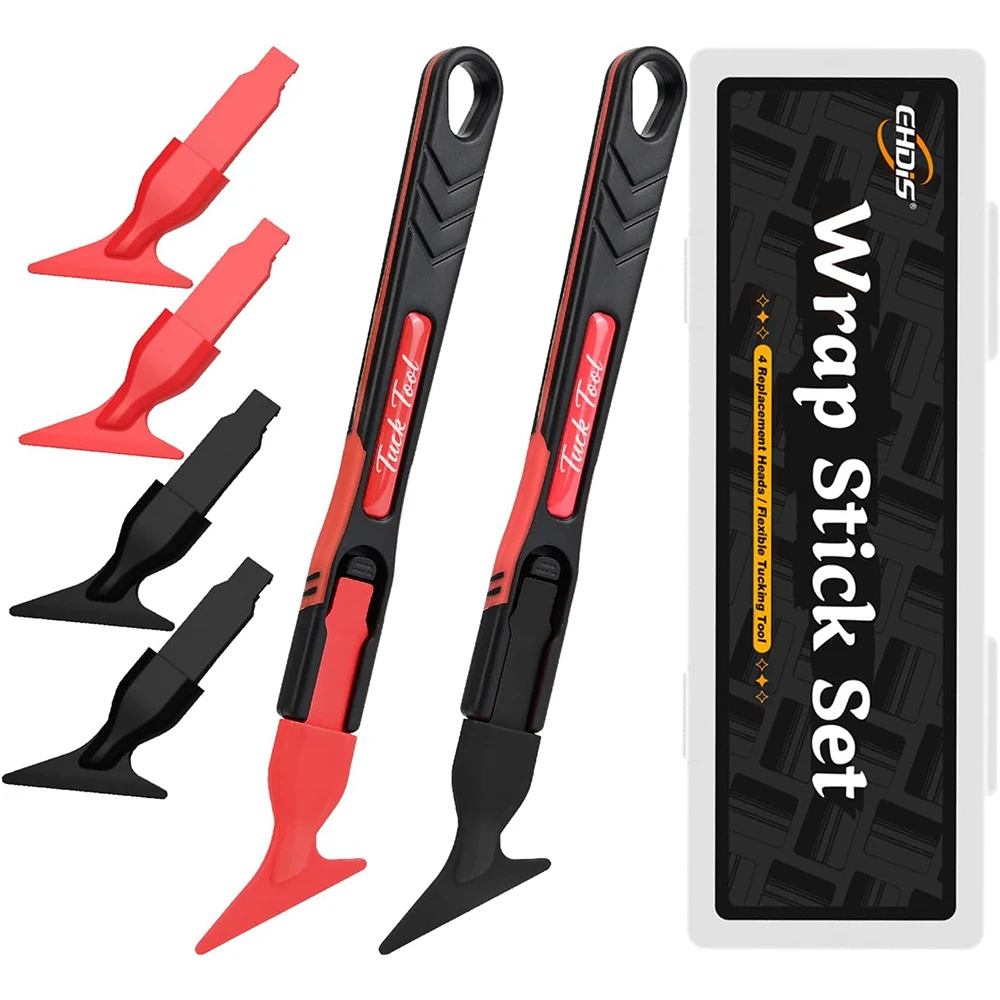 

EHDIS Car Film Edge Application Sticks with Hard/Soft Replaceable Head Vinyl Pro Wrap Tucking Squeegees Auto Gap Slot Applicator