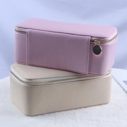 Elegant Travel Jewelry Case With 12 Velvets Zippers Pouches PU Leather Earrings Necklaces Accessories Holder