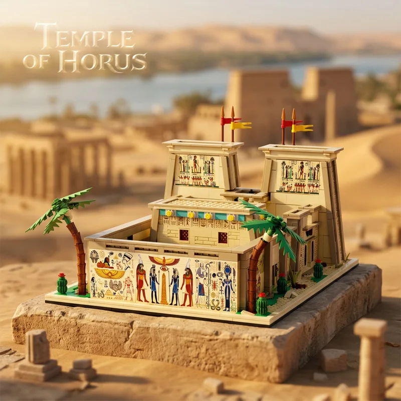 Mini Bricks MOC Block Set, New Arrival Large Temple of Horus Street View Model High Difficulty DIY Tabletop Collectible Decor