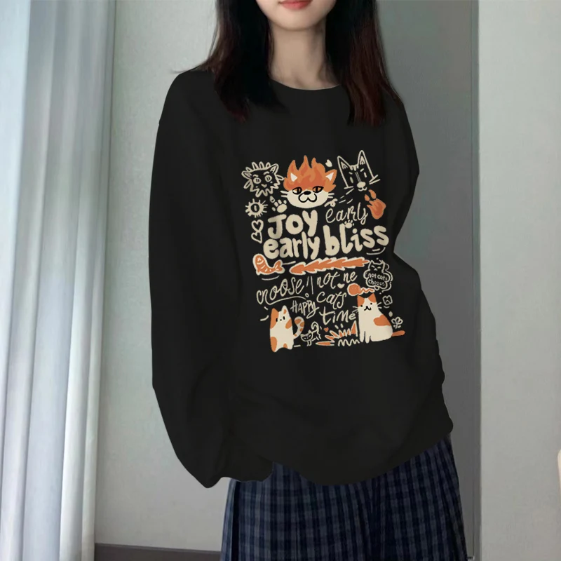 

Spring and Autumn 2024 New Loose Crew Neck Sweatshirts Mr. Fox Animation Print Pattern Pullovers