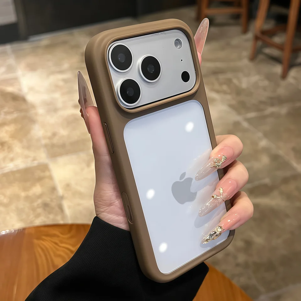 Funda de lujo de silicona avanzada con bordes suaves y parte trasera transparente para iPhone 18 17 Pro 17 Pro Max, a prueba de golpes con panel trasero duro 5