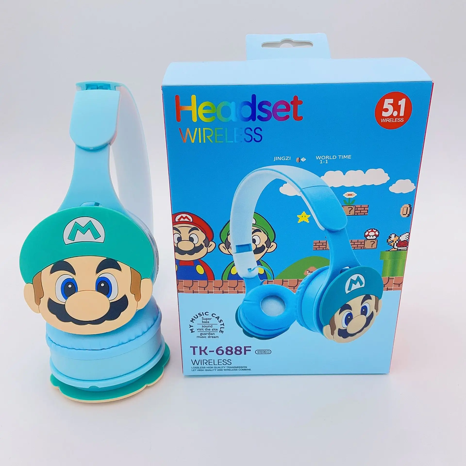 Super Mario Brothers Wireless Bluetooth Headphones Cartoon Design Birthday Gift for Kids Adults