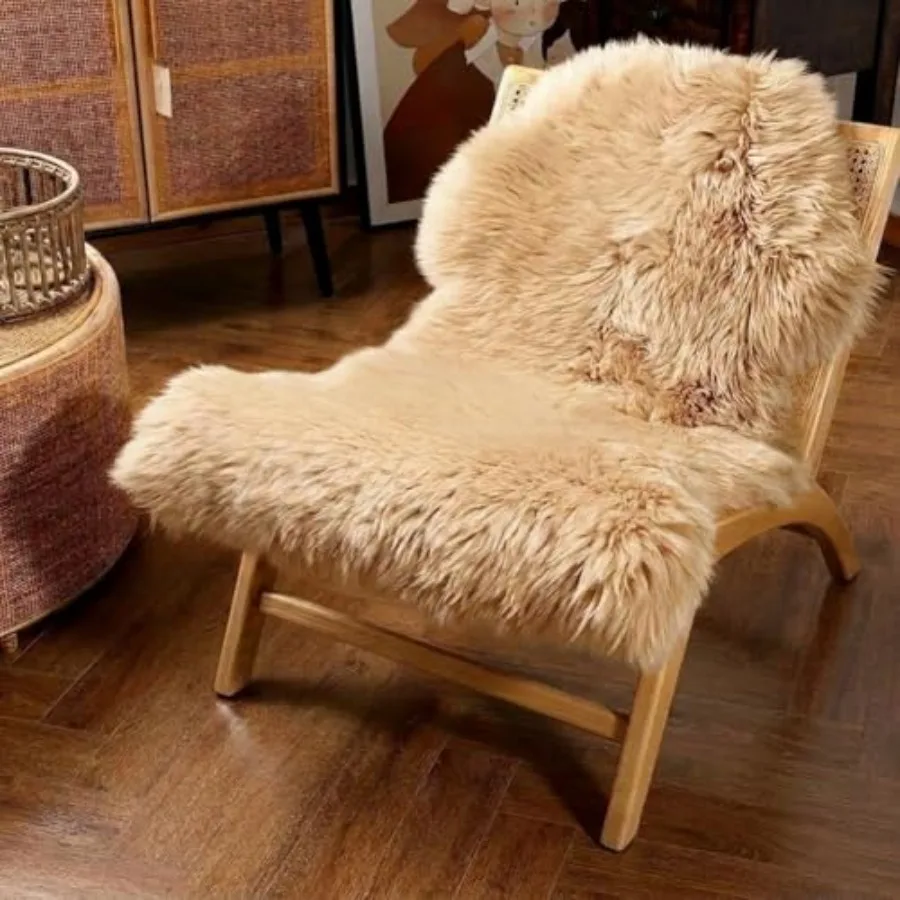 

Premium Genuine Fur Sheepskin Rug Real Australia Sheepskin Natural Luxury Fluffy Lambskin Fur Area Rug Seat Covers for Bedroom