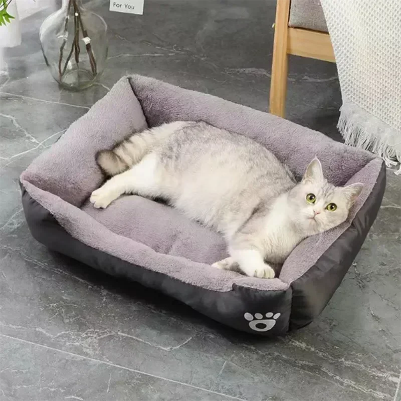 Winter Warm Semi Enclosed Pet Bed Square Cat Nest Washable Soft Pet Cushion Portable Sleeping Mat For Cat Small Dogs Indoor Rest