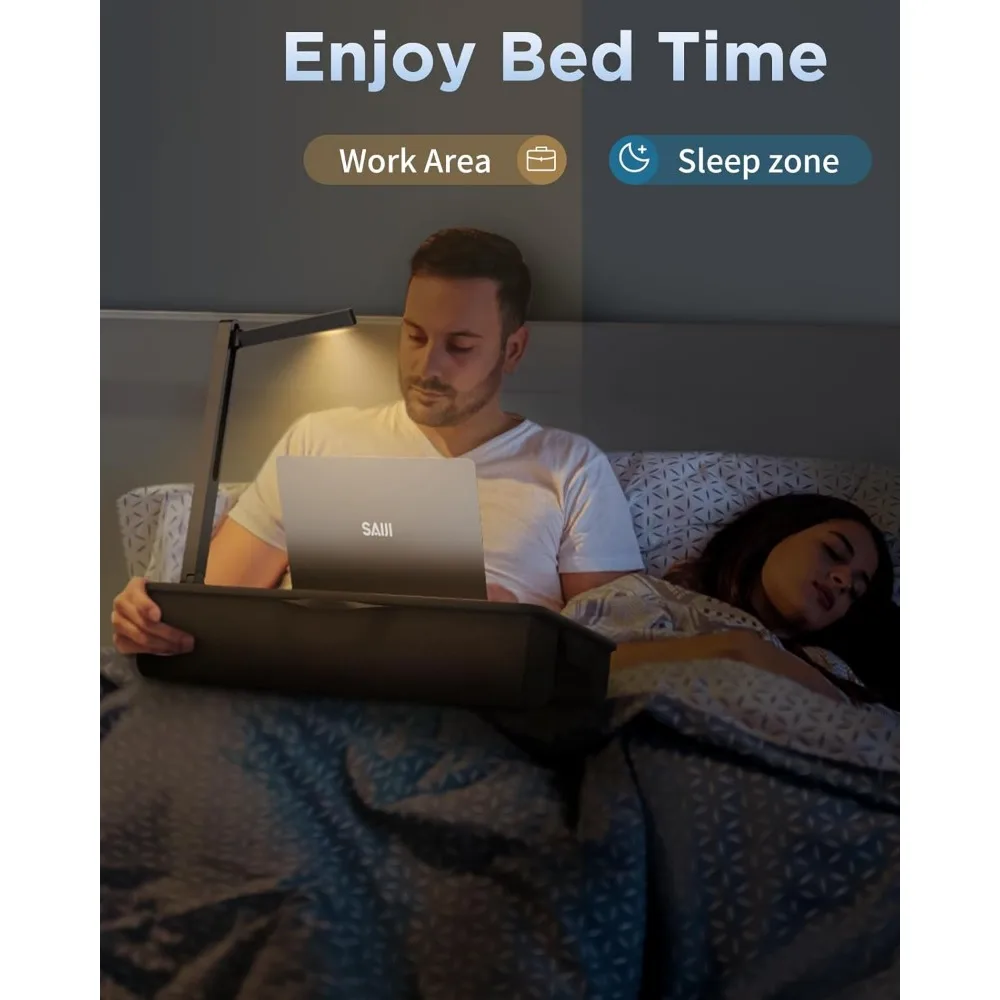 Portable LED Lap Desk with Cushion, Fits 17" Laptops, Adjustable Light & Storage Drawer for Bed/Couch Use