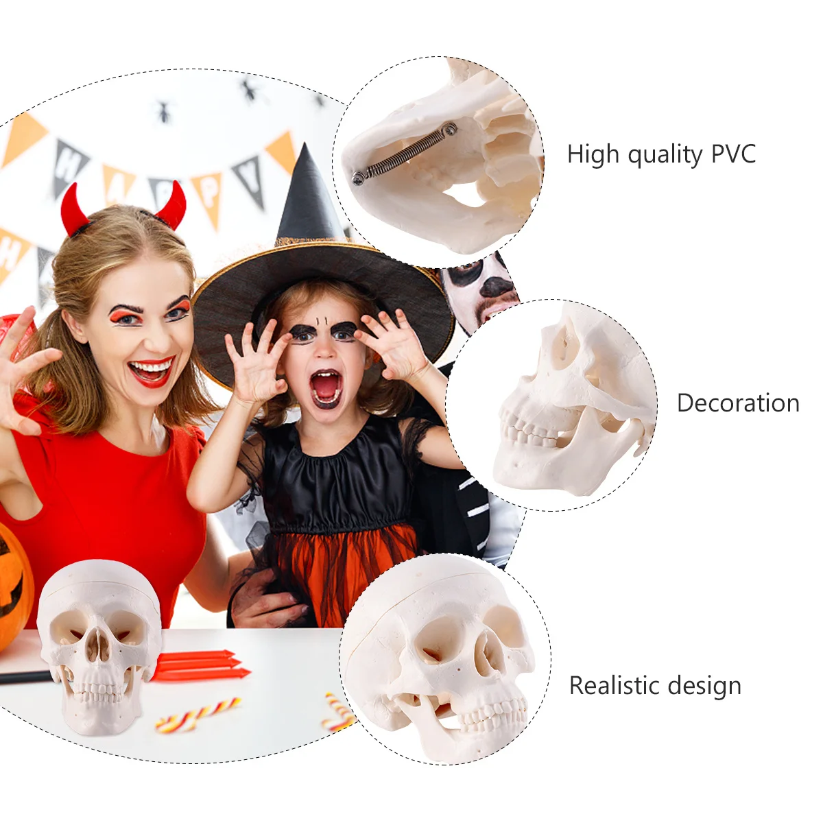 

Creative Halloween Skull Crafts Horror PVC Decoration Gothic Style Party Supplies Skull Toy Halloween Props Horror Head