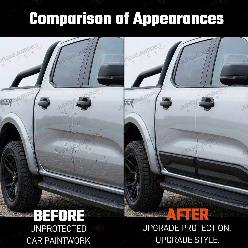 Side Door Cover Body Cladding For Ford Ranger Next-Gen T9 2023+Double Cab Protector Cover Trim Wildtrak XLT XLS Car Accessories