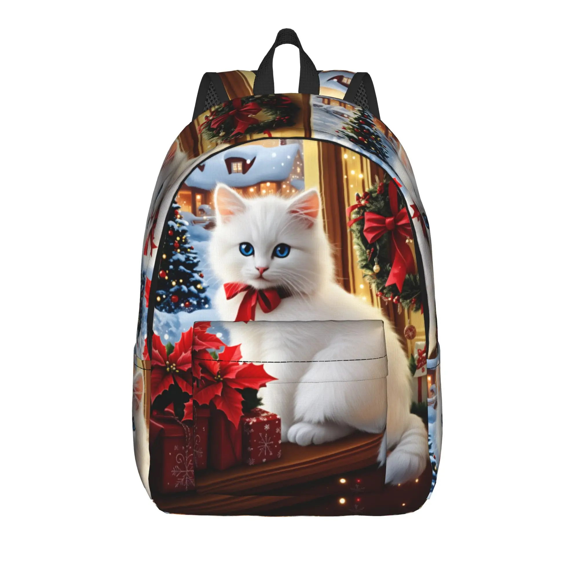 Christmas Cats  Adorable Kittens in Festive (4) Backpack  Travel Backpacks Teen Streetwear School Bags Custom Big Rucksack