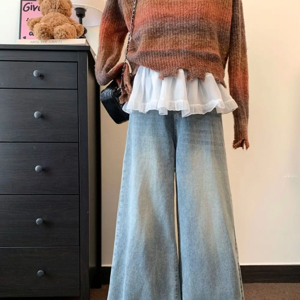 Y2K Sweet Lace Mini Skirt Korean Style Flower Gauze Skirt Lace-up Hight Waist Ruffled Edge Skirt Girls