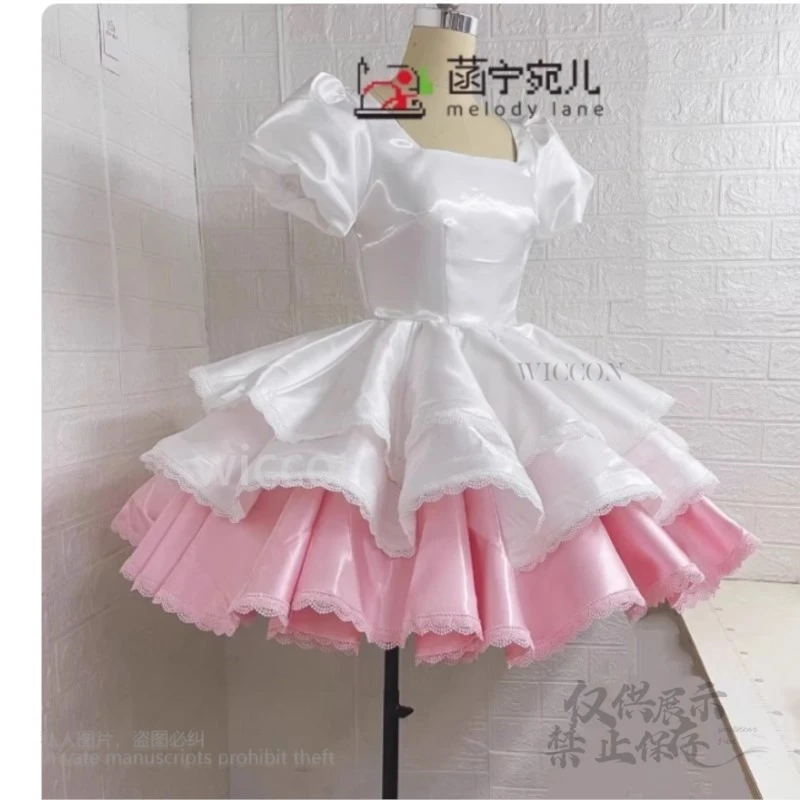 Аниме Kinomoto Sakura косплей ослепительный костюм Сакура сладкий розовый белый боевая форма прекрасное платье парики женский наряд на Хэллоуин