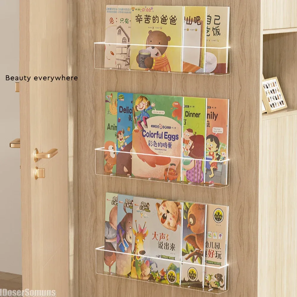 Acryl transparent Bilderbuch Display Stand Bücherregal Kinder wand hinter der Tür Lese magazin Lagerung Wandbehang