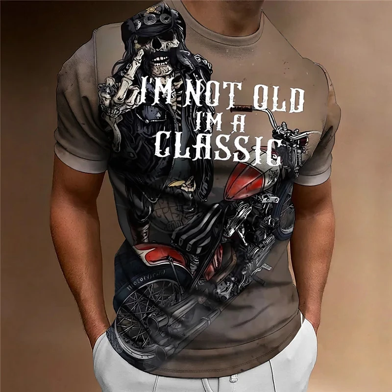 Motorcycle T-shirt Men 3D Car Print Short Sleeve Vintage Tops Street Ride Biker T Shirt For Mens T Shirt Oversized Tee Shirt Man