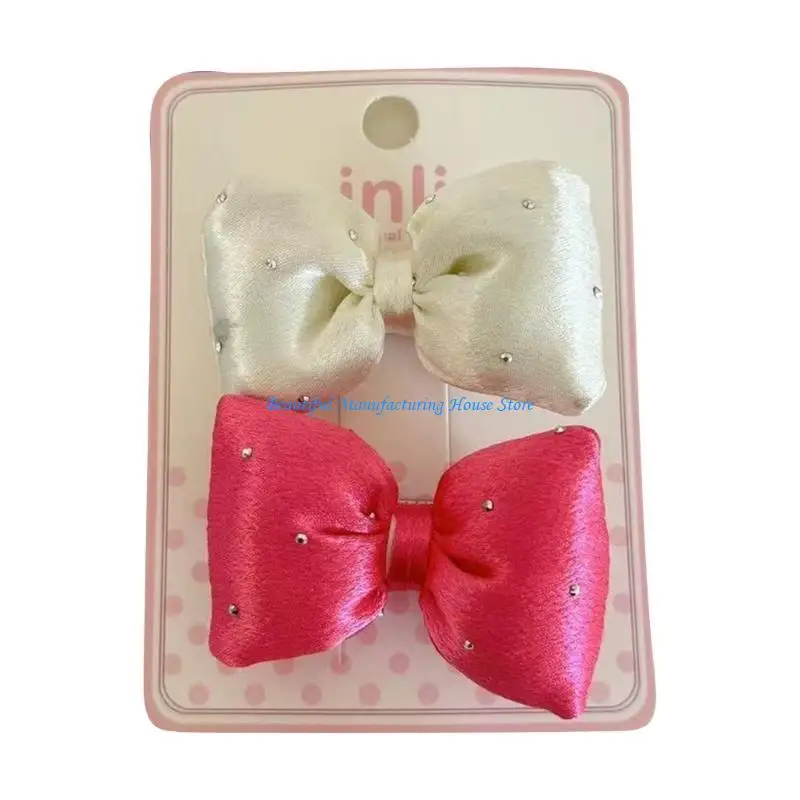 

E56A Korean Padded Bowknot Hairclip Women Side Hair Clip Nonslip Hair Barrettes
