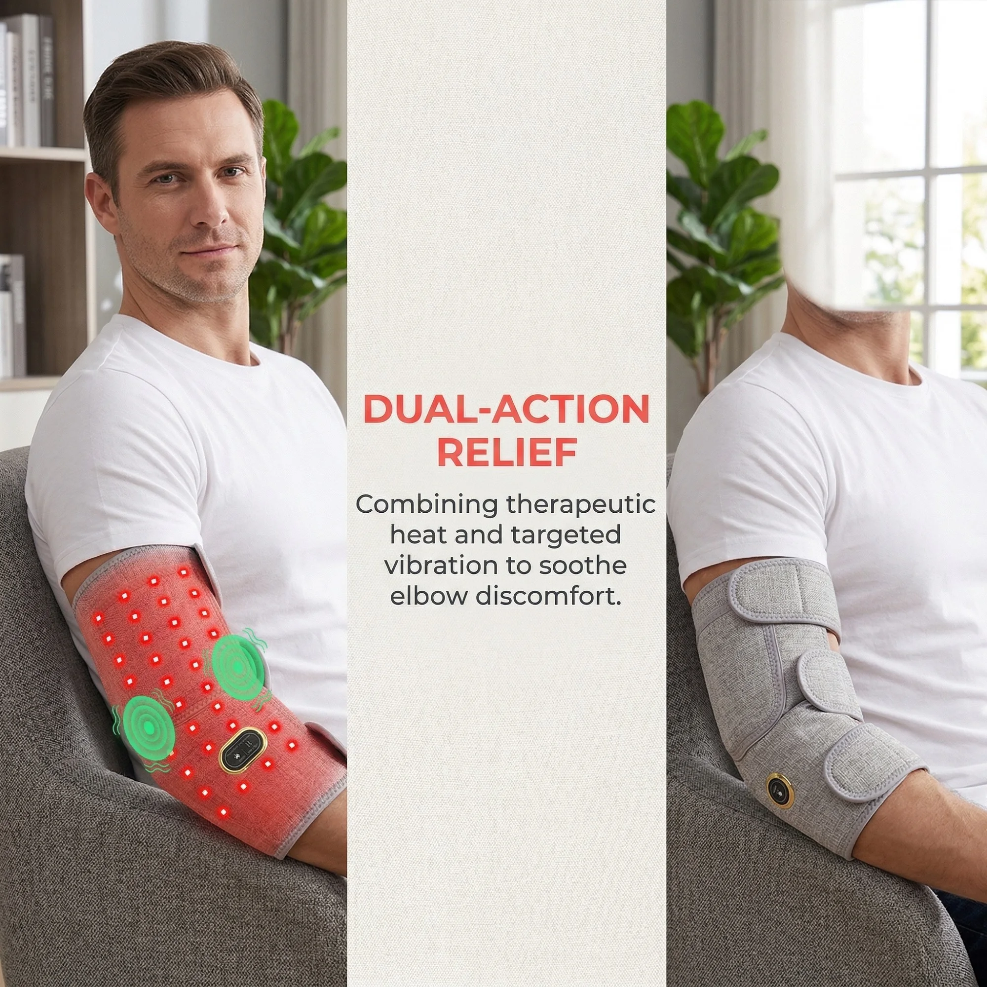 660&850nm Red Light Heating Massage Pad for Elbow Brace Joint Fatigue Relief Near Infrared Light Devices Pad Relief Relax Muscle