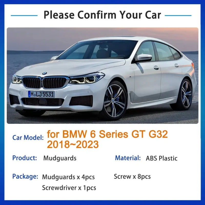 4x for BMW 6 Series Gran Turismo GT G32 2018 2019 2020 2021 2022 2023 Mudguards Fender Flare Mud Flaps Guard Splash Rear Fenders
