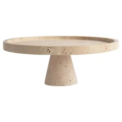 Hot Selling Natural Marble Stand Decorating Marble Round Wedding Cake Pastry Stand For Baking Travertine Cake Stand