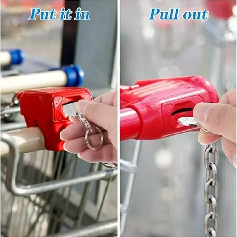 1/10Pcs Trolley Tokens Keychains Universal Metal Stainless Steel Portable Shopping Cart Tokens Key Ring Ornament Decoration