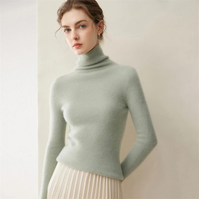 Women's Seamless One-Piece High Collar Cashmere Sweater Slim Fit Base Layer Autumn Winter Knitwear Fashion Stylish Slimming