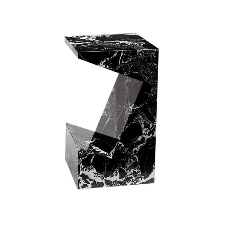 

French entrance corridor entrance table designer villa black natural marble sofa side wall table