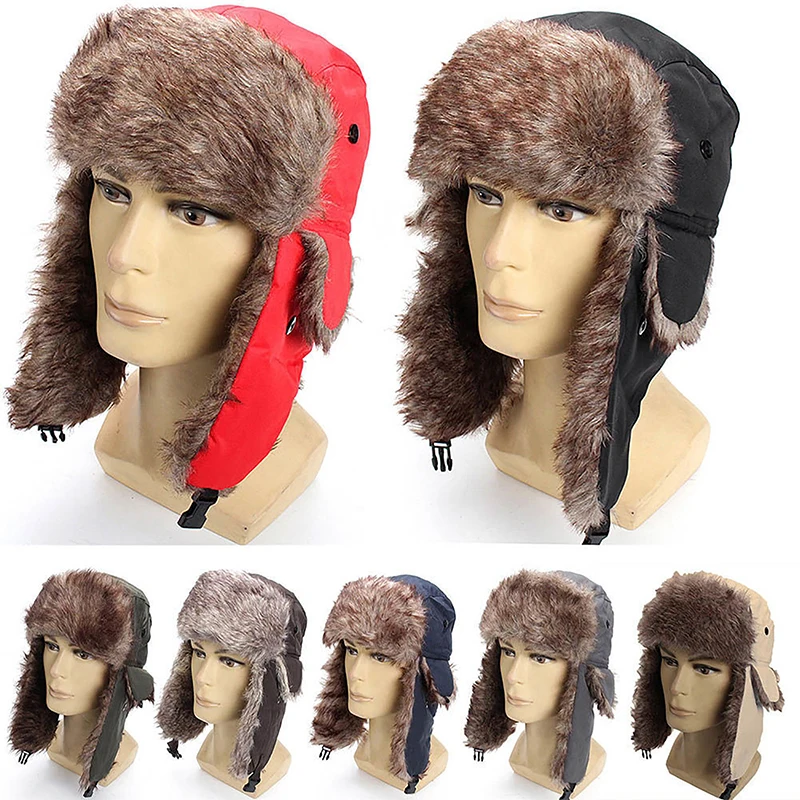 Mens Women Unisex Warm Trapper Aviator  Earflap Winter Flaps Ski Hat New Unisex Ear Protectors Earflap Cap