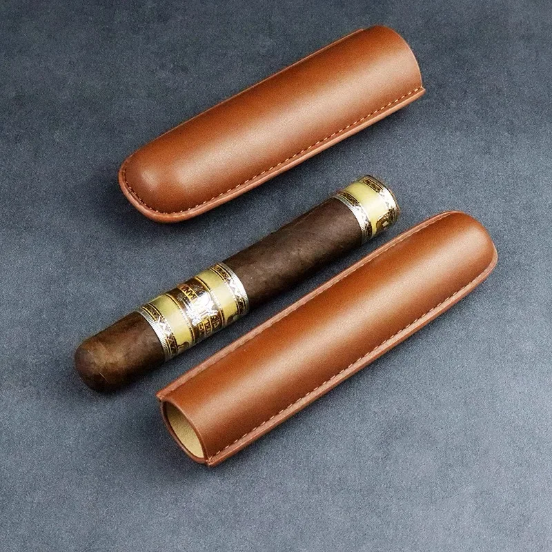 

Цельный герметичный держатель для сигар из воловьей кожи, портативный и влагостойкий держатель для сигар для путешествий.