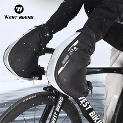 WEST BIKING Bicycle Handlebar Gloves Windproof Reflective Winter Bike Bar Ends Mitts Road MTB Cycling Handlebar Thermal Mittens