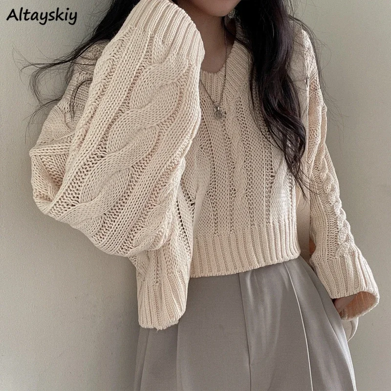 Pull épais à manches longues vintage pour femmes, pulls décontractés, mode coréenne, automne, streetwear d'hiver, Harajuku Ins