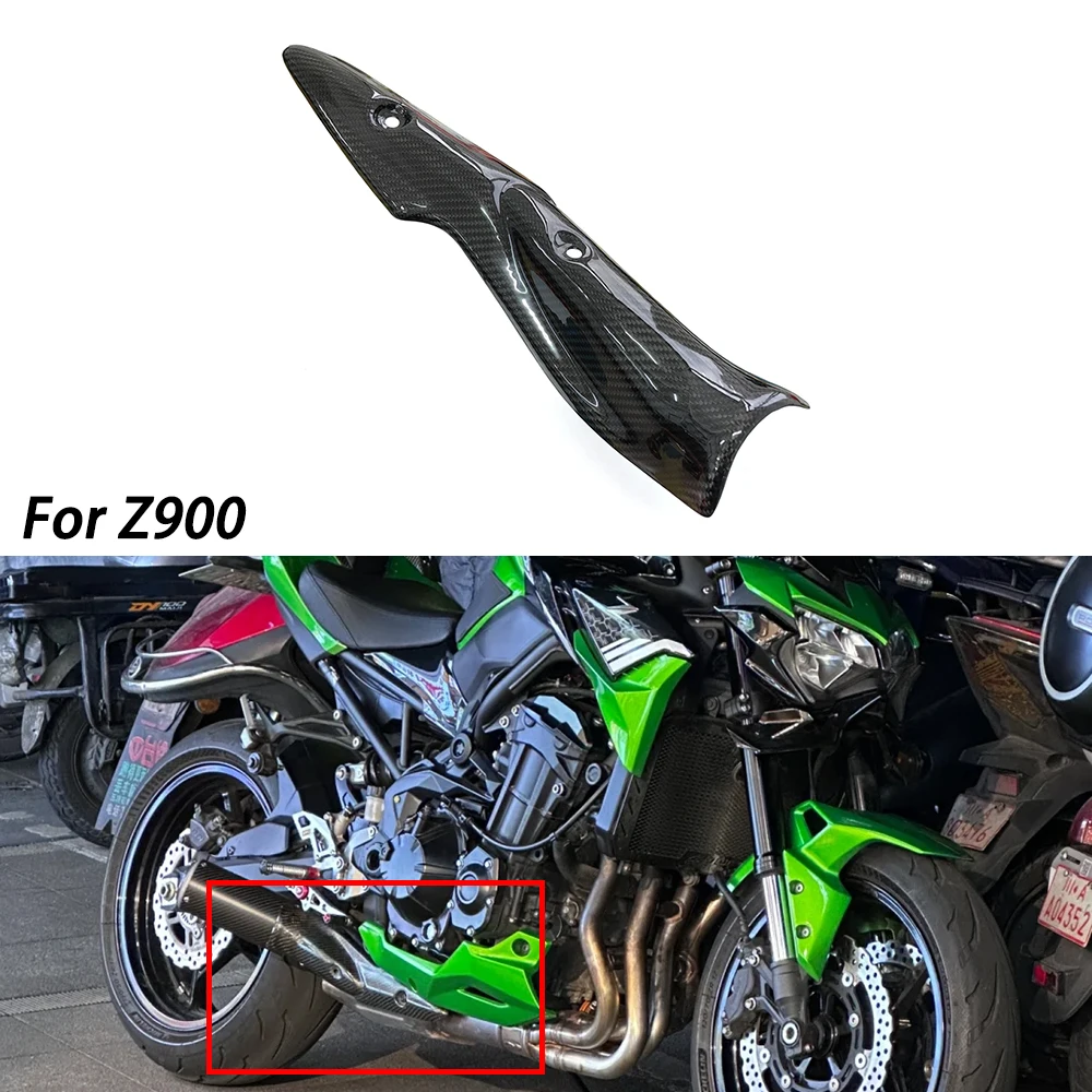 

For Kawasaki Z900 Motorcycle Exhaust Pipe Heat Shield Carbon Fiber Cover Insulation Plate 2017-2026