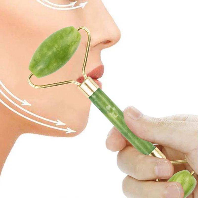 Natural Serpentine Crystal Jade Stone Facial Massager Roller for Face Lifting Anti-aging Wrinkle Skin Care Beauty Health Tools