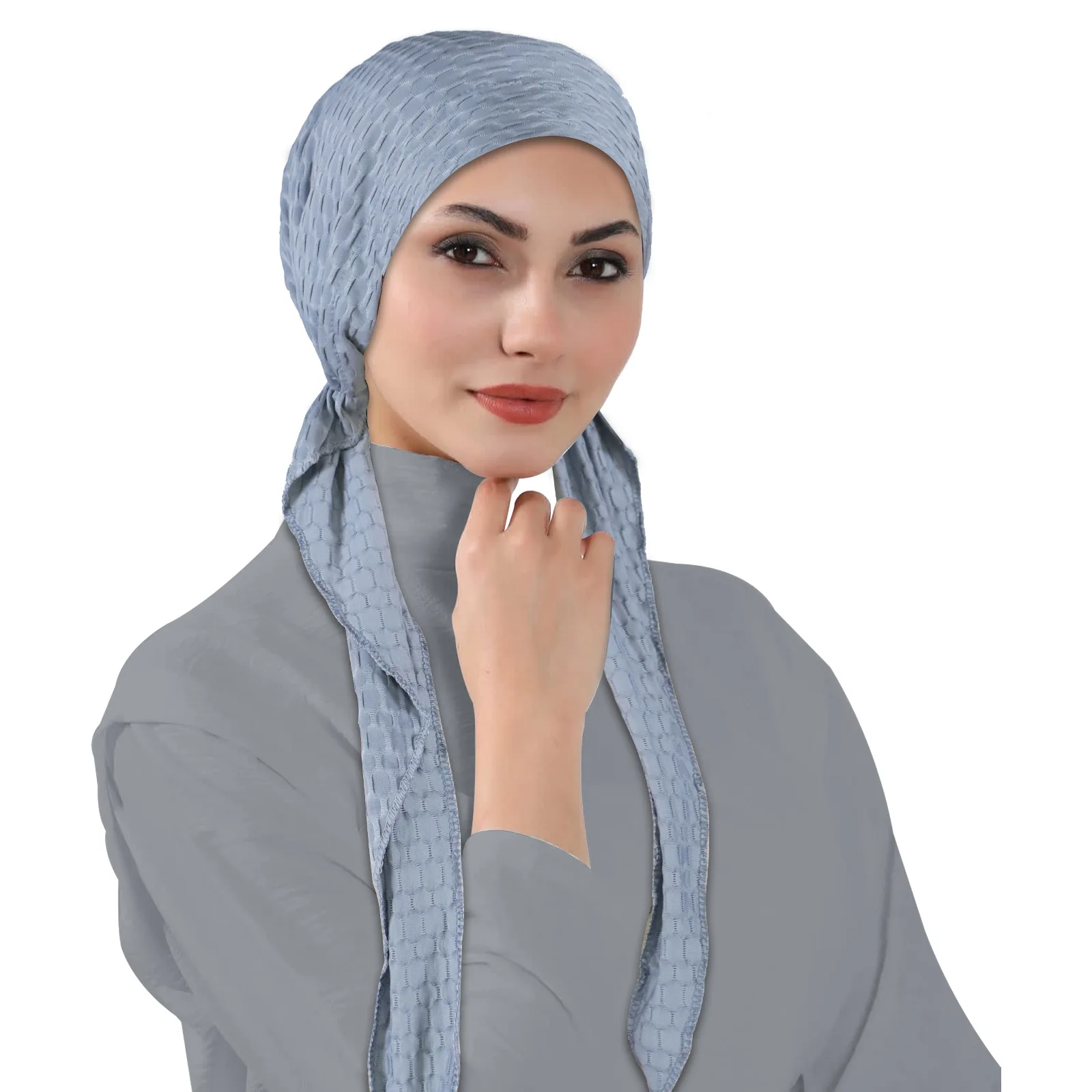 

2025 Women Pre-Tied Turban Muslim Inner Hijab Hat Bonnet Long Tail Headscarf Head Wrap Headwear Bandanas Headband Turbante Mujer