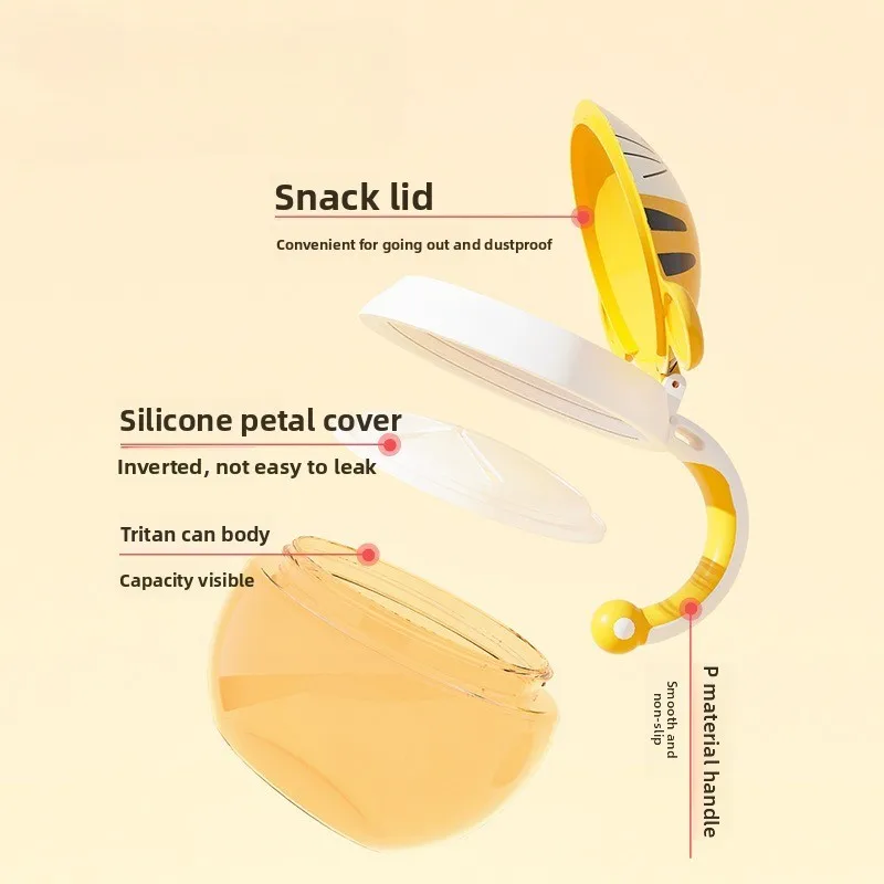 Neues Cartoon-Snackglas aus Kunststoff – tragbarer, luftdichter Tritan-Snacknapf für den Außenbereich, Baby-Futternapf, auslaufsicher, sicher, leicht zu reinigen