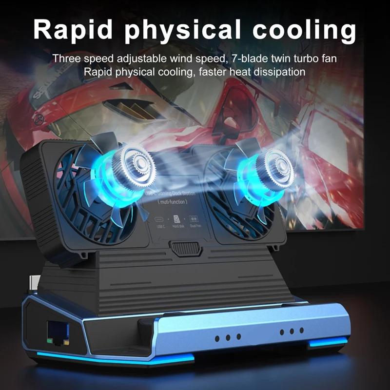 10-In-1 Type-C Game Docking Station For Steam Deckrog Ally/Switch M.2 Pcie Nvme Hard Disk Box,USB C HUB 4K60HZ Dual Fan