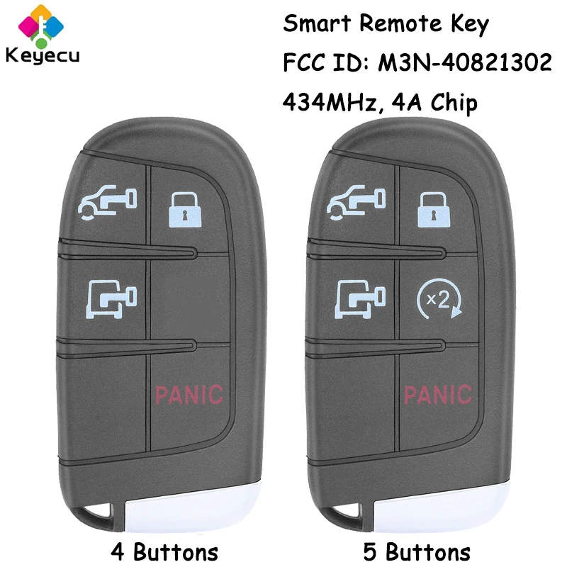 KEYECU Smart Remote Car Key With 4 5 Buttons 434MHz 4A Chip for RAM ProMaster 2022 2023 Fob M3N-40821302 7FF24LXHAB 7FF25LXHAB